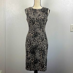 Calvin Klein Leopard Print Sleeveless Dress Tan & Black Size 6